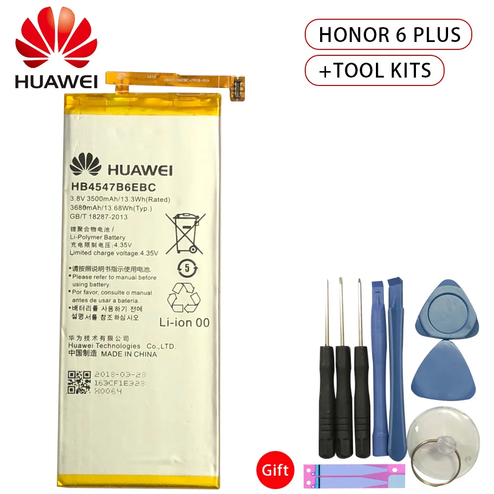 

Hua Wei Original Replacement Phone Battery HB4547B6EBC For Huawei Honor 6 Plus PE-TL20 PE-TL10 PE-CL00 PE-UL00 3500mAh