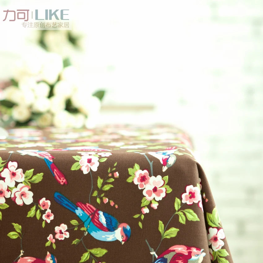Original! Cotton tablecloths / table cloth table cloth tea table cloth cotton cloth non-PVC plastic coffee # birds flower - Image 2