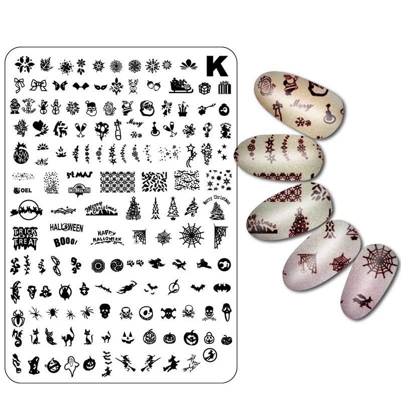 

6*12CM Christmas&Halloween Pattern Nail Stamping Plates Image Konad Stamping Nail Art Manicure Template Nail Stamp Tools