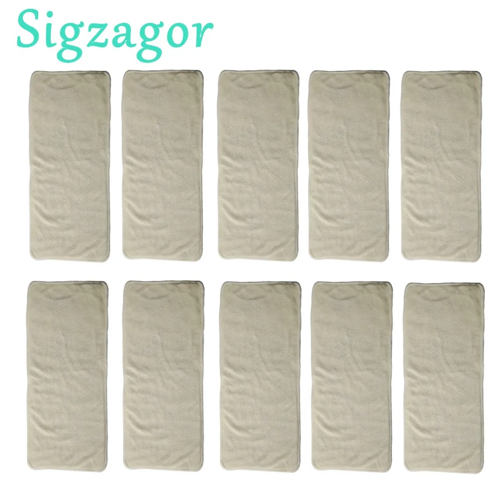 

[Sigzagor]10/lot Newborn Bamboo Inserts High Quality Washable Reusable Baby Cloth Diapers Nappies 4 Layers 11cmx32cm