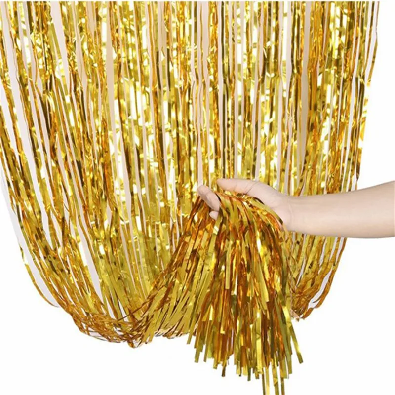 

Foil Curtains Metallic Fringe Curtains Shimmer Curtain for Birthday Wedding Party Christmas Decorations