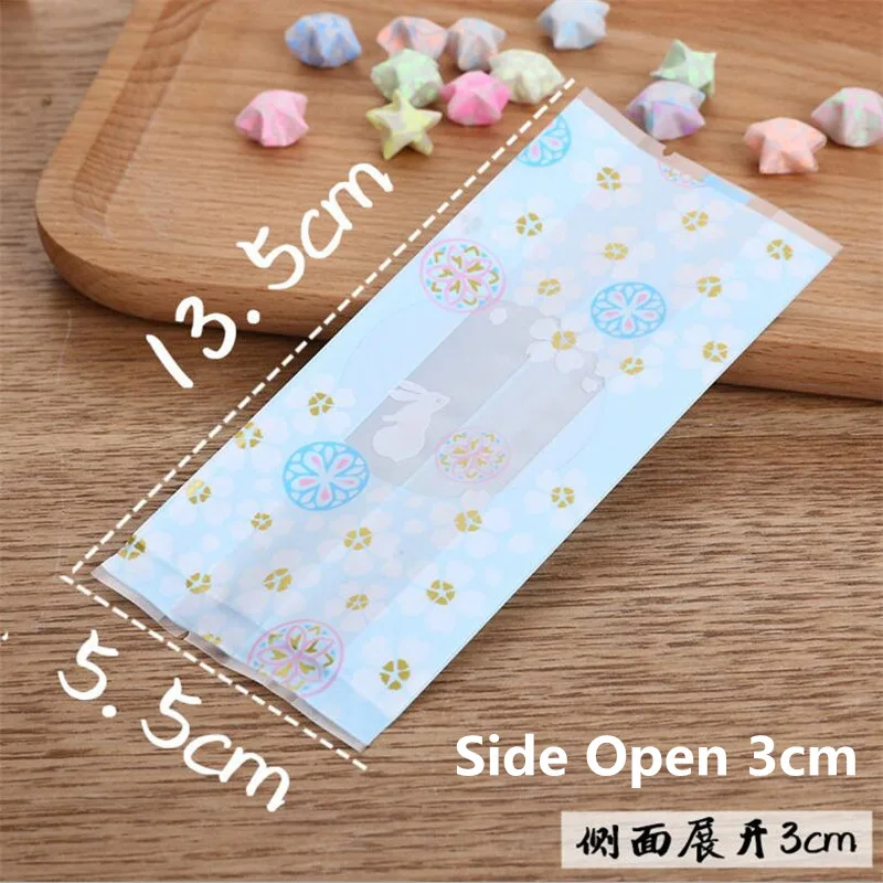 Blue 5.5x13.5cm LBSISI Life 50 шт. Подарочный мешок для рождественских конфет, печенья, самостоятельная подставка, держатели для печенья, ручная работа, сделай сам, пластиковые упаковочные пакеты для ювелирных изделий - Цвет: Blue 5.5x13.5cm