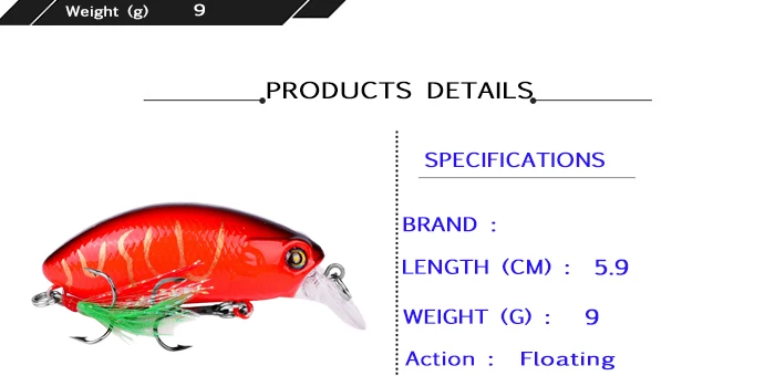 Trout Wobblers Minnow Crankbait Crank Baits 5.9cm 9g 6pcs 0.6-1.6m Depth Artificial Bait Fishing Gear (3)