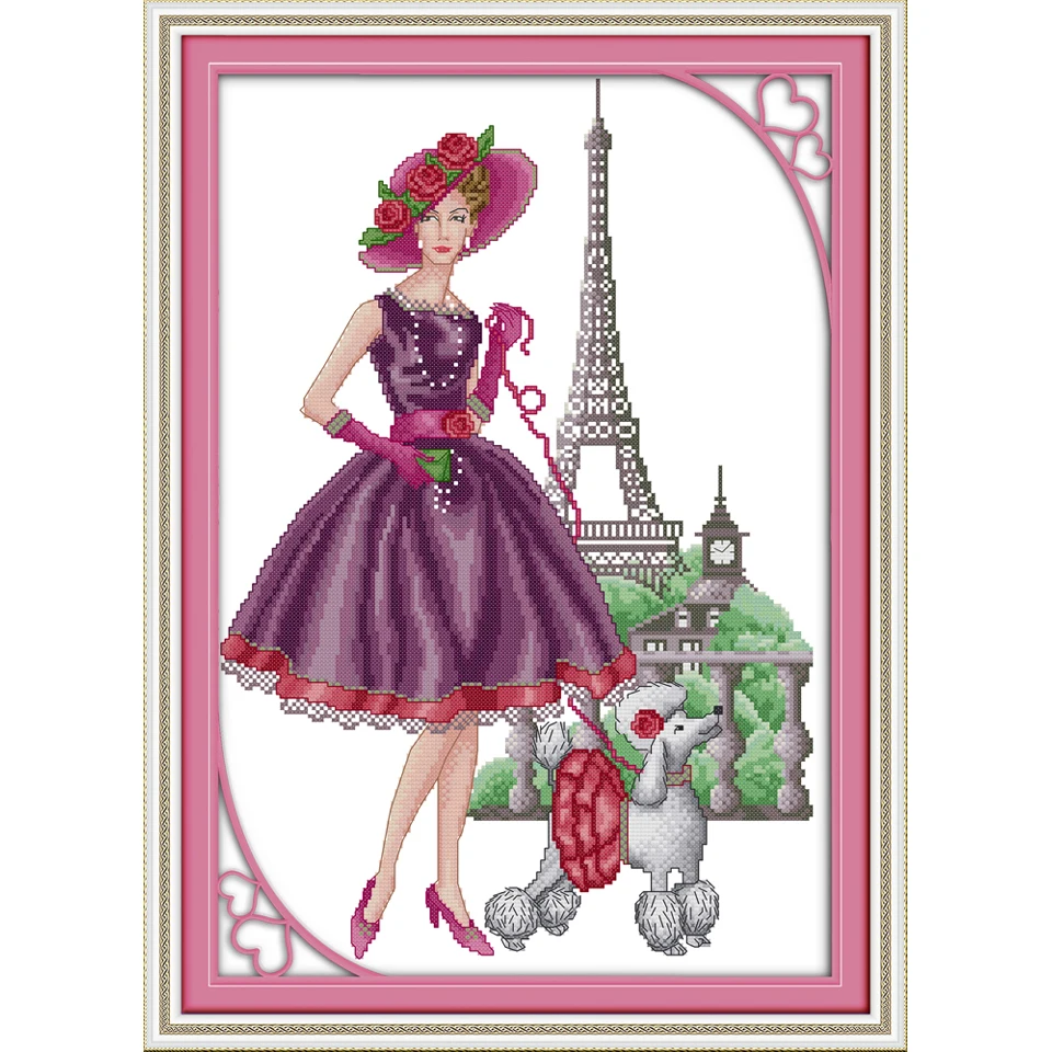Paris fashion Cross Stitch 11CT 14CT Cross Stitch landscape Cross