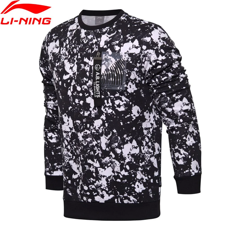 Li-Ning мужской спортивный свитер, обычный крой, 87% хлопок, 13% полиэстер, подкладка, спортивное пальто, топы для отдыха, AWDM735 MWW1365