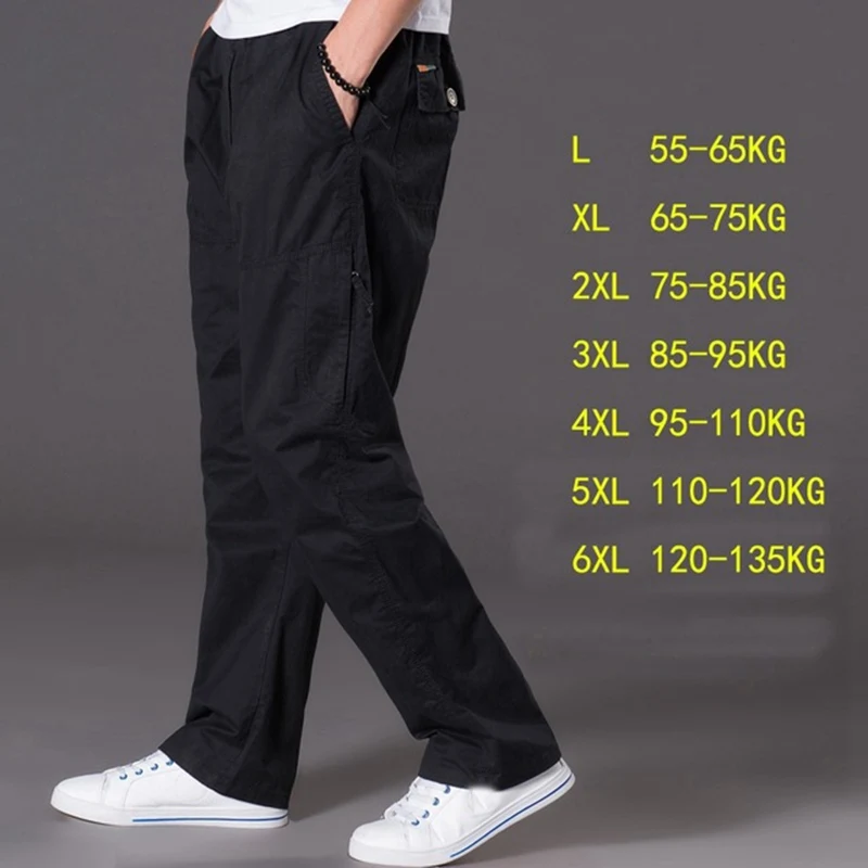 Весна-осень повседневные штаны для мужчин большой размер 6XL джинсы с карманами штаны оверсайз комбинезоны штаны с эластичной резинкой на талии большие размеры для мужчин - Цвет: 2011 black