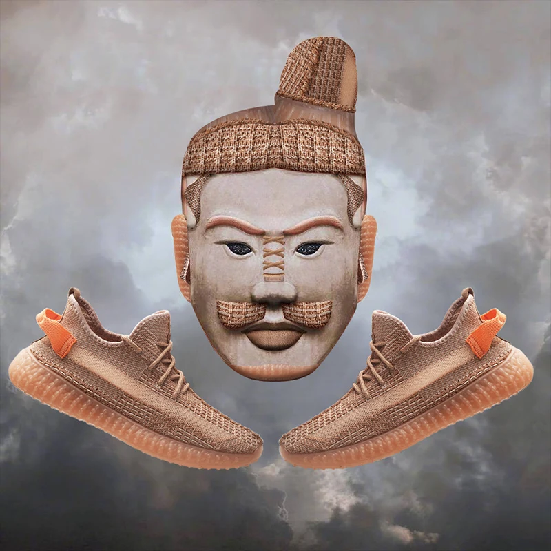 

Terracotta Warriors Theme Catwalk Sports Tide Mens Shoes Flying Weaving Gypsophila Men Sneakers yeezys 350 Air V2 Breathable