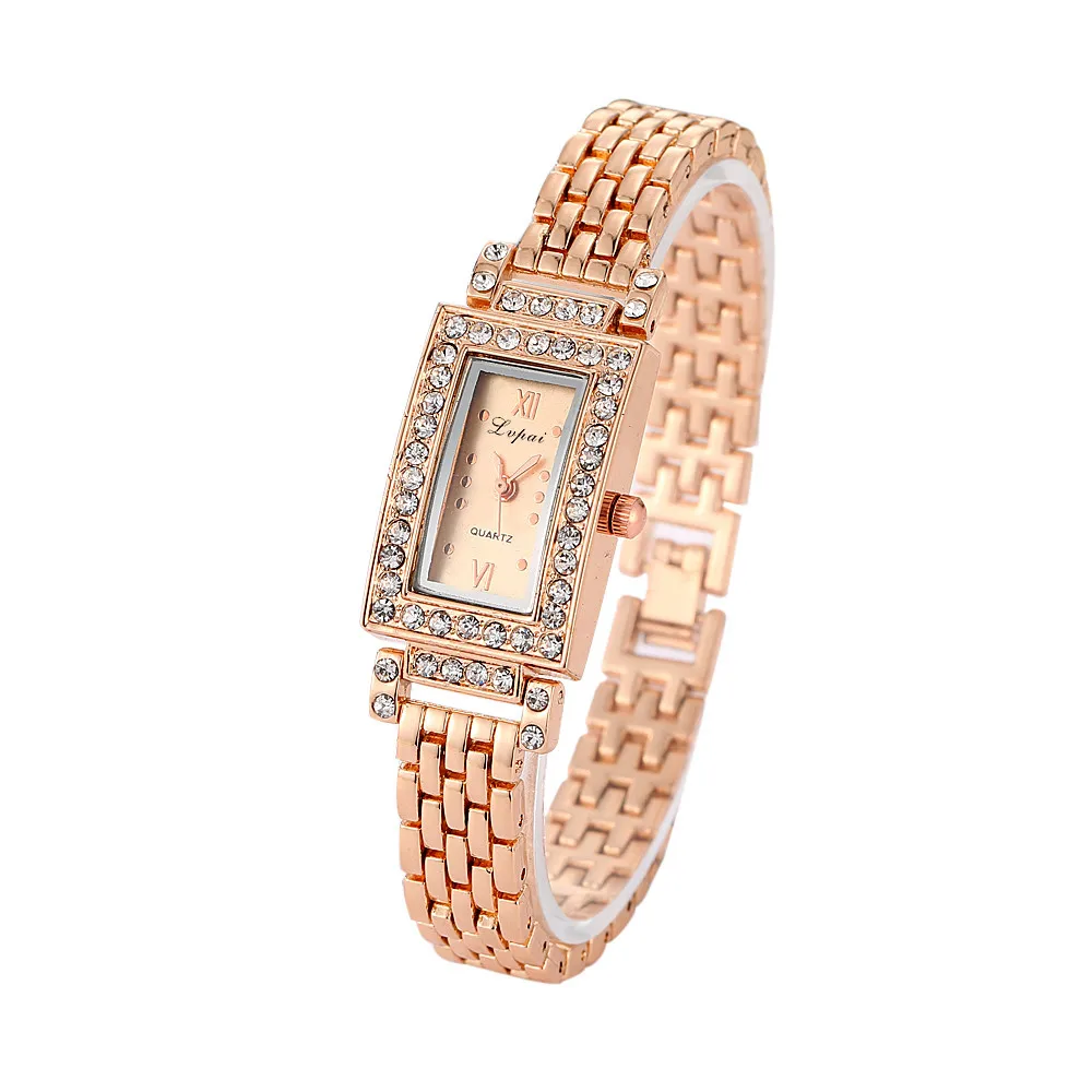 

Women Wristwatch Fashion Stainless Steel Gold Silver Clock Luxury Rhinestone Crystal Dress Ladies Quartz Watch Women reloj mujer