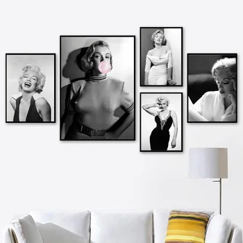 

Canvas Painting Hd Printed Modular Pictures Home Decor Marilyn Monroe Actor Wall Artwork Modern Nordic Poster For Living Room
