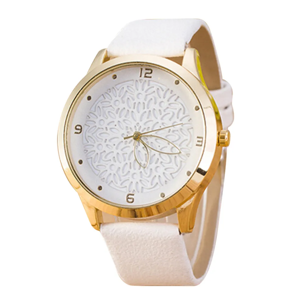 

2019 Unisex Leather Watch 1PCS Simple Digital Scale Openwork Pattern Personality Dial Fashion Quartz Wrist Watch Clock relogio 6