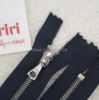 

M6 silent clothing pocket zipper 4# white brass metal teeth silent green blue 10-60cm Swiss origin riir zipper by hand
