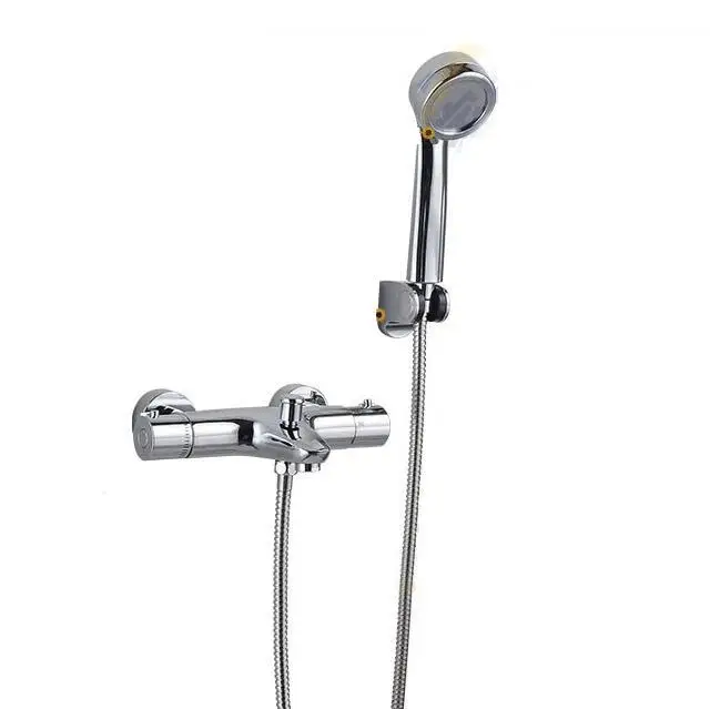 

2 water outlet Thermostatic shower faucet set with hand shower mixer tap chrome brass shower faucet 2 handle mixer tap N8166