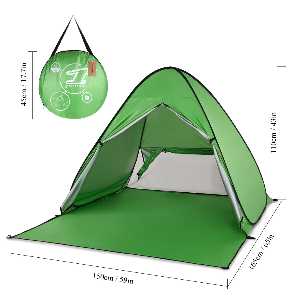 Barraca de Camping Tenda ao ar Lixada Leve Verão Proteção uv Praia Tenda Pop up Instantâneo Automático Livre Abrigo Sol Cabana 10 Esporte e Lazer