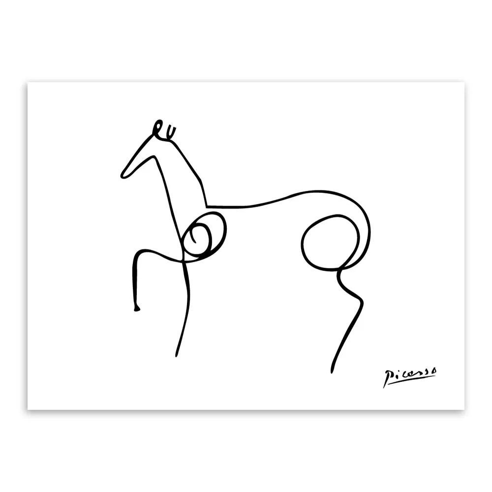 173 37 De Réductionpicasso Minimaliste Abstrait Dessin Au Trait Toile Impression Affiche Forme Animale Mur Photo Décor à La Maison Peinture Sans