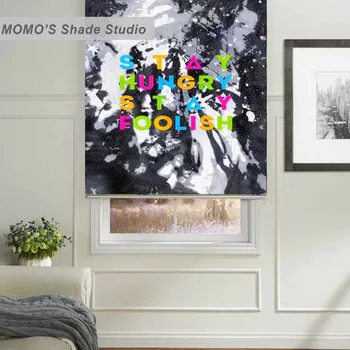 

MOMO Thermal Insulated Blackout Fabric Custom Painting Kids Window Roller Shades Blinds Shutter,PRB set568
