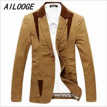 AILOOGE Демисезонный Для мужчин Блейзер Повседневный Блейзер костюм Для мужчин s приталенный Блейзер Куртка хлопок модный бренд Большие размеры 4XL блейзер