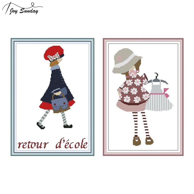 

Joy Sunday Chinese Cross Stitch Kits Aida Fabric 14ct 11ct Printed Canvas DMC DIY Needlework Cross Embroidery Kits Girl Patterns
