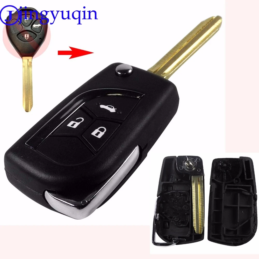 

jingyuqin Modified Folding 2015 2/3 Buttons Remote Uncut Black Flip Key Shell Without Battery For Toyota Scion With Logo