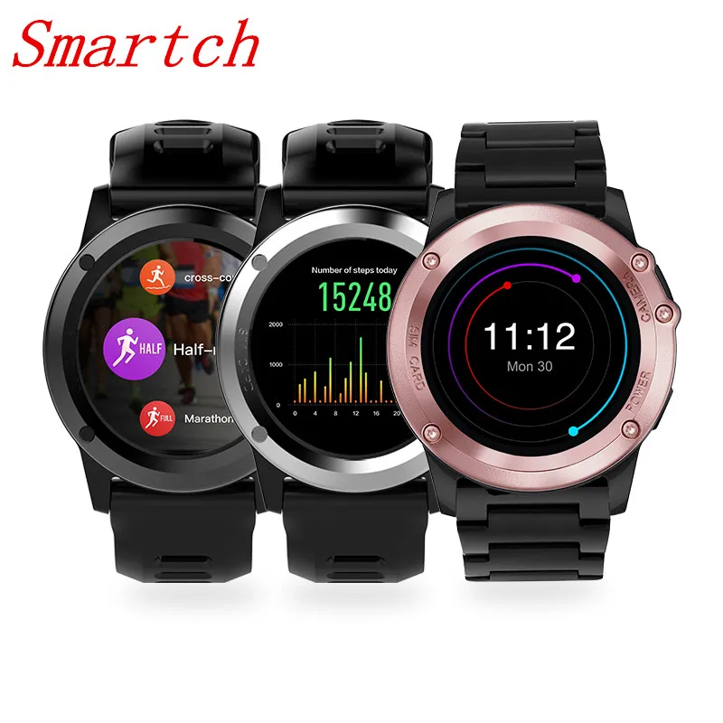 Smartch H1 Смарт-часы ОС Android 5,1 Smartwatch 512 Мб 4 Гб Встроенная память GPS SIM 3g монитор сердечного ритма Камера Водонепроницаемый, спортивные, наручные