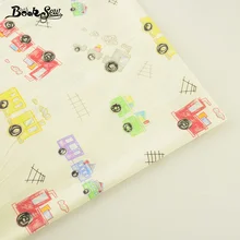 Ткань для шитья Booksew бежевого цвета, хлопок, саржевая ткань, стеганый Tecido для детских кукол, подушка с рисунком поезда, домашний текстиль