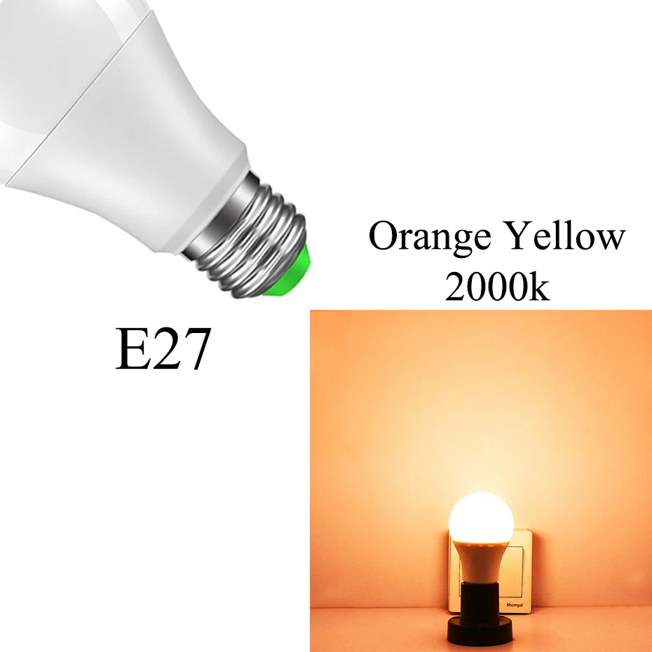10 Вт 15 Вт Светодиодный светильник с датчиком лампы E27 220 В 110 В SMD 2835 B22 Светодиодный светильник с сумерками до рассвета для лестниц, коридоров, балкона, патио - Испускаемый цвет: E27 Orange Yellow