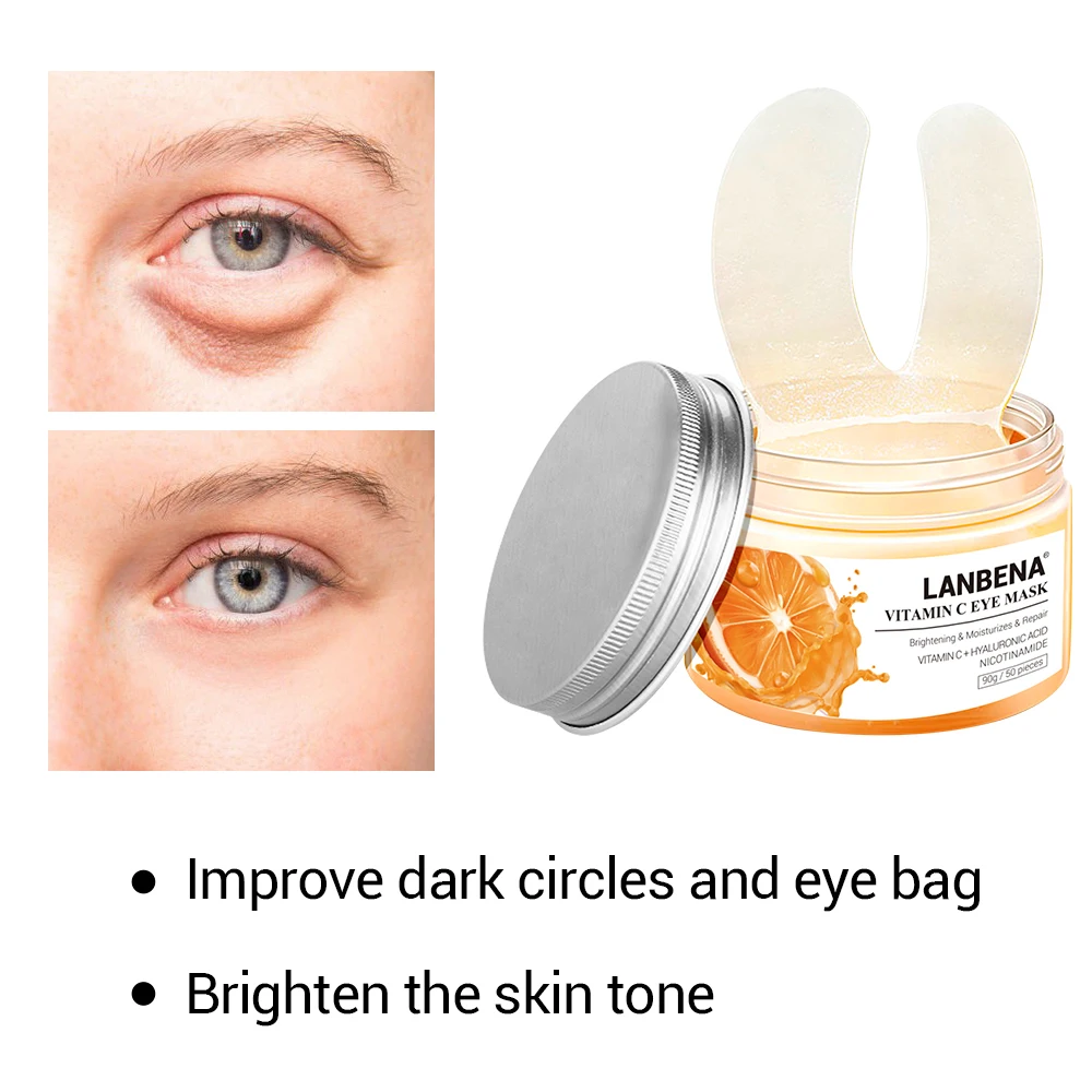 

LANBENA Vitamin C Eye Mask Essence Eye Bag Eyeliner Improves Dark Circles Firming Eye Mask Lighting Lifting Repair 50 Pieces