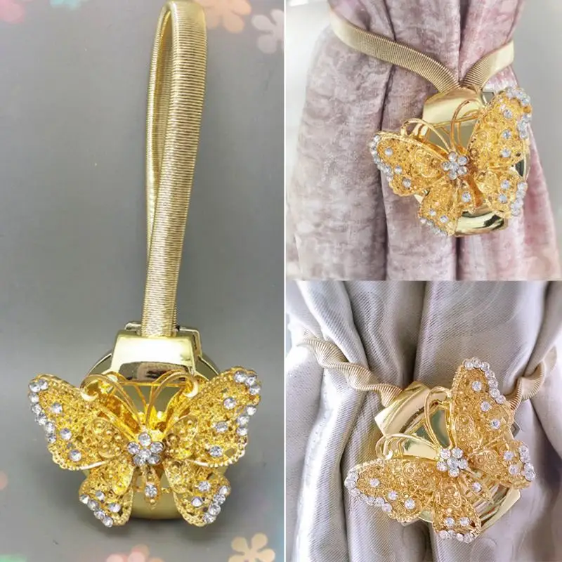 

Magnet Curtain Clip Curtain Tieback Crystal Magnet Home Decor Stretchable Spring Butterfly Curtain Tieback
