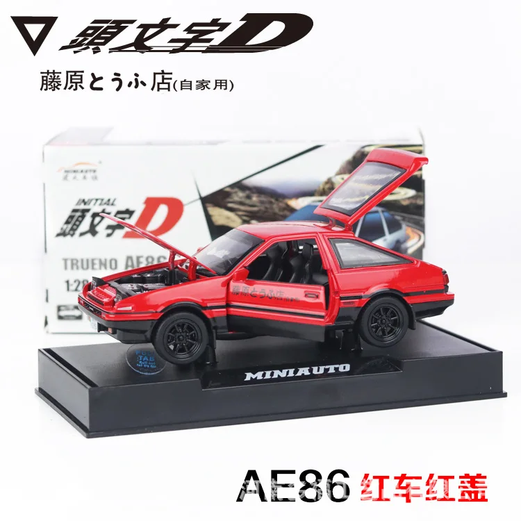 

Hot 1:28 Alloy Car Model INITIAL D AE86 Anime Cartoon Fast Furious With Pull Back Sound Light For Boy Toys Car Christmas Gift