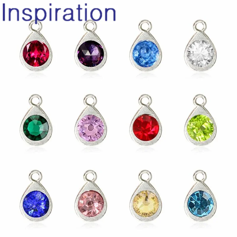 Birthstone Dangle Charm Jewelry Teardrop Crystal Birthstone Charms for