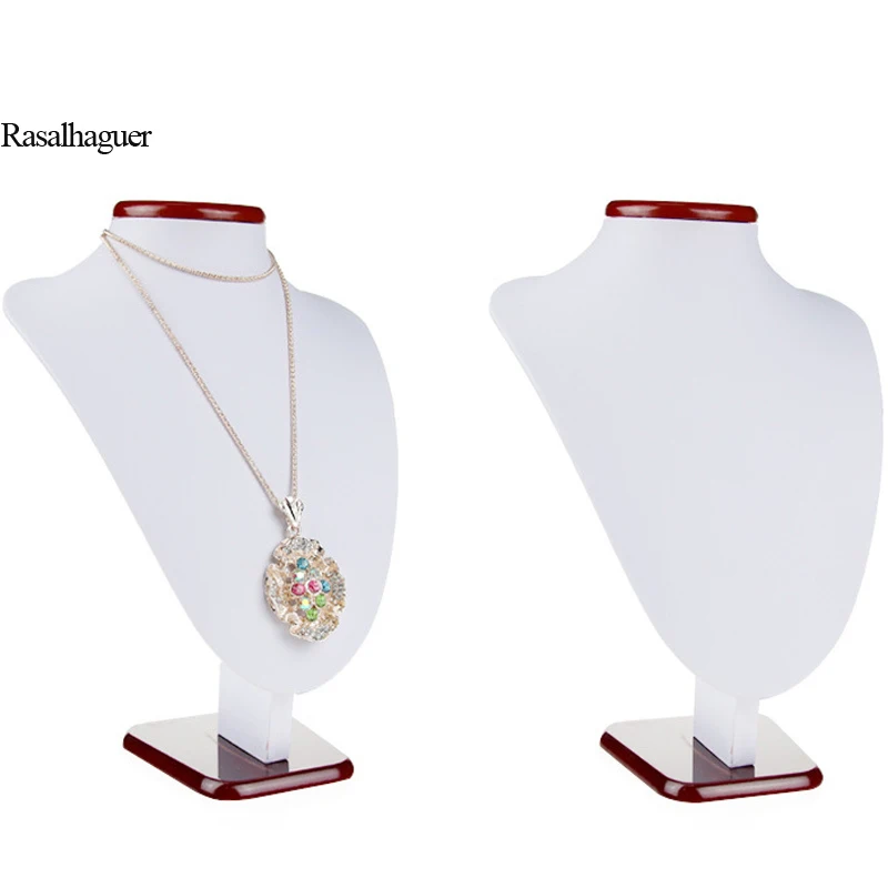  Hot Selling White PU Leather Jewellery Display Necklaces Bust Pendants Stand Choker Holder Jeweller