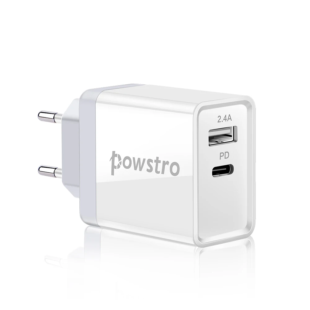 Powstro 5V 2.4A 2-Порты и разъёмы Тип usb-C PD быстрое зарядное устройство Зарядное устройство PD Зарядное устройство адаптер питания для быстрой зарядки для iPhone X/8/8 Plus/iPad Mini/huawei - Тип штекера: EU Plug