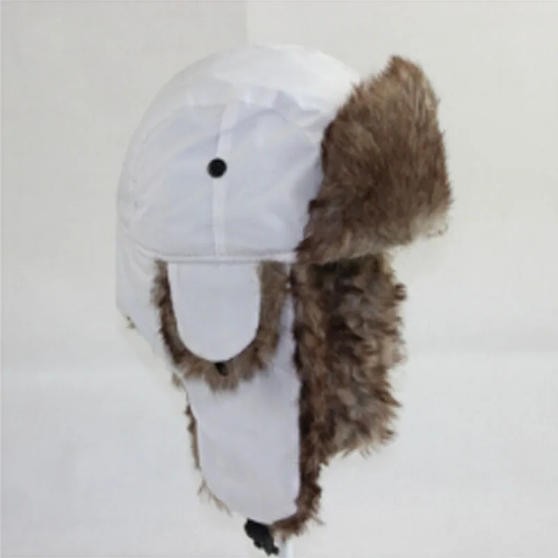 

Handmade Thicken Warm Earflap Mask Unisex Snow Ski Trapper Aviator Trooper Faux Fur Plush Button Hat Cap Harajuku Winter 2019