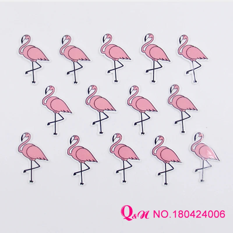 

Q&N ribbon Flamingo Cartoon flat back planar resin 50pcs/lot cartoon flatback planar resins for kids diy decoration crafts ac