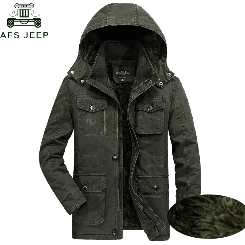 

AFS JEEP Plus Size 7XL 8XL Military Parka Men Coat 2018 Winter Thicken Warm Snow Cold Men Jackets Cotton Hooded Parkas Hombre