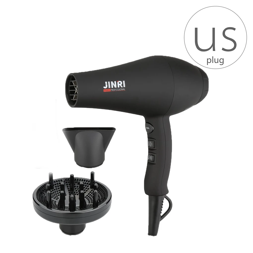 

JINRI/JR-104DION 1875W Negative Ionic Hair Blow Blower Dryer DC Motor 2 Speed and 3 Heat Cool Button Black