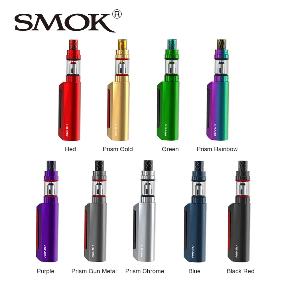 Оригинал SMOK Priv M17 Starter Kit 1200 мАч 2 мл емкость с палкой 17 мм бак и Stick M17 катушки Встроенный 1200 мАч батареи Vape