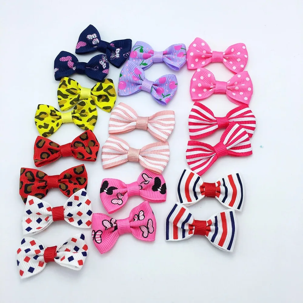 

20 Pcs/lot Dog Hair Bows With Hair Clips Kids Girls Mini Hair Bows Set infant Barrettes Hairpins Hairgrips Hair Accessories