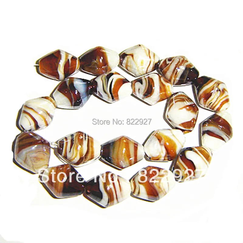 

9 pieces per lot, wholesale price murao glass beads,1.5mm hole for fashion jewelry,white/brown mix color