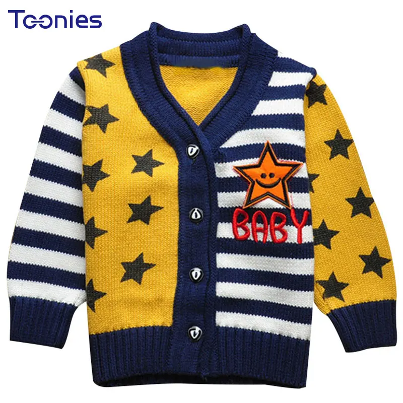 Child Cardigans Baby Boy Sweater 2018 New Stars Strip Kids Sweaters