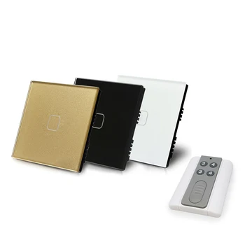 

UK remote control light switch tempered glass touch sensor switch 1 way 1 gang single fire line 220V with backlight indicator
