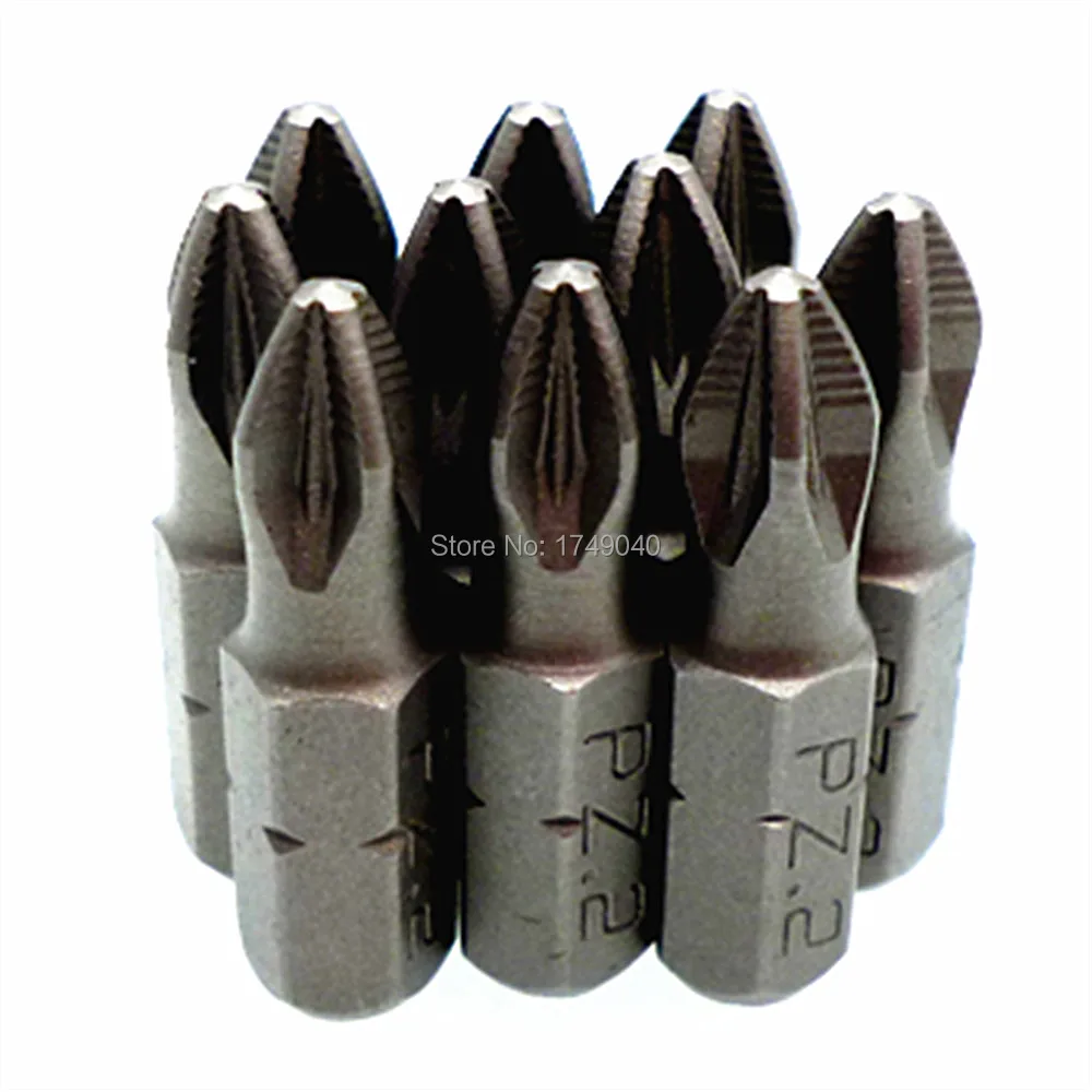 

25mm Long Impact Screwdriver Pozidriv Insert Bit PZ1 PZ2 PZ3 Magnetic Tip 1/4" 6.35mm Hex Shank Screw Driver Bits 10 Piece Set