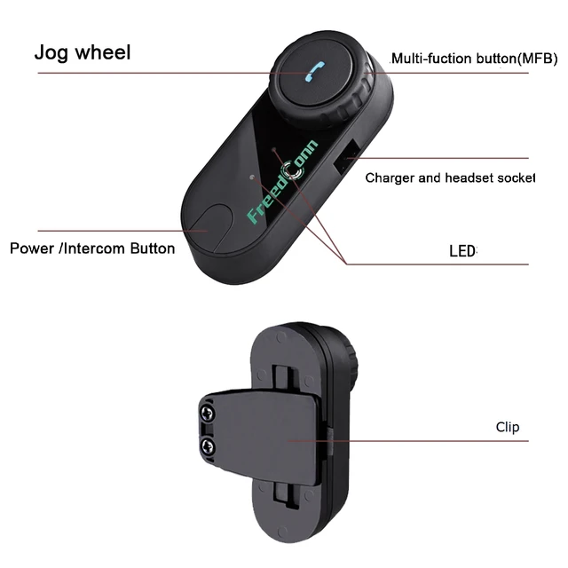 2 pcs Freedconn Motorcycle Helmet Bluetooth Headset Intercom BT Interphone 100M Rider to Pillion Intercom with FM radio