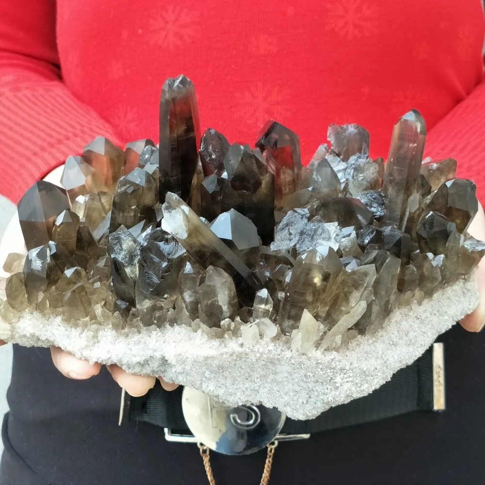 

NATURAL black QUARTZ CRYSTAL CLUSTER HEALING