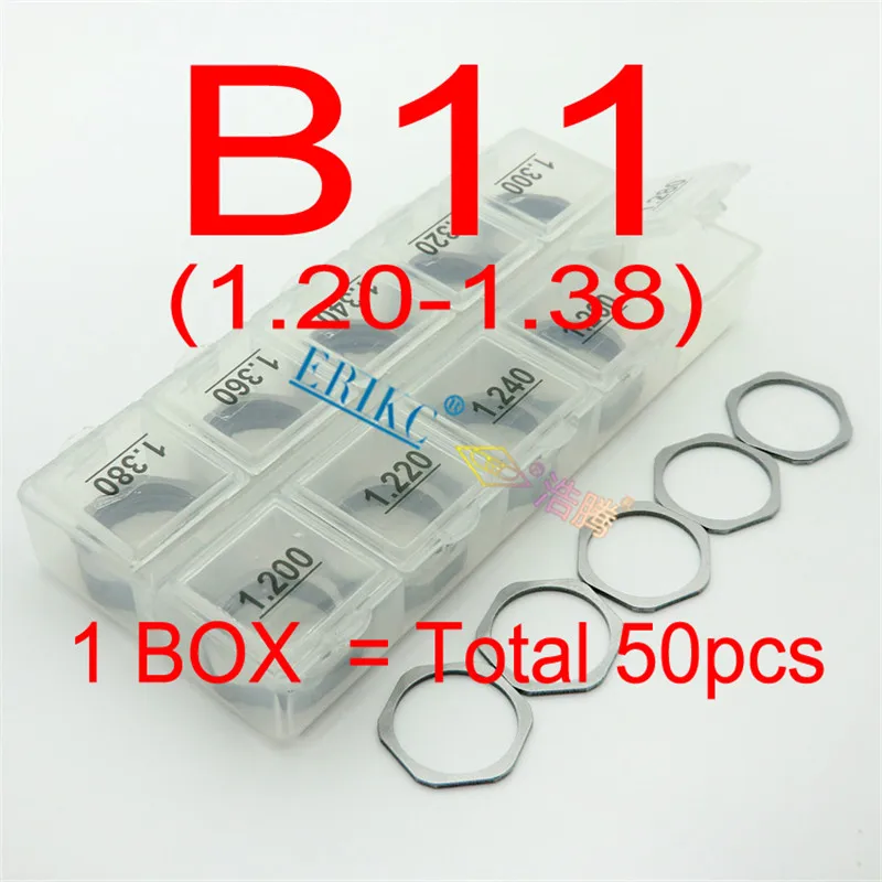 

ERIKC B11 Gaskets Size 1.20--1.38mm Common Rail Injector Shims Gasket Kit Fuel Injector Adjustment Standard Sealing Washer