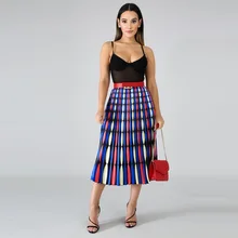 Новинка моды летнего сезона, элегантная женская обувь на высоких каблуках с Комплект пуловер+ кожаная юбка трапециевидной формы до середины женские юбки в стиле casual Винтаж платье миди с принтом широкая юбка