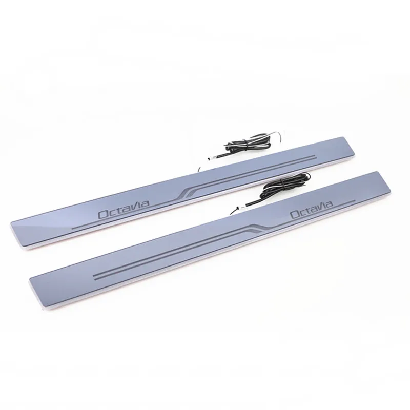 

Cool LED door sill for Skoda Octavia A7 2016 Led moving lights door scuff plate outside door welcome pedal