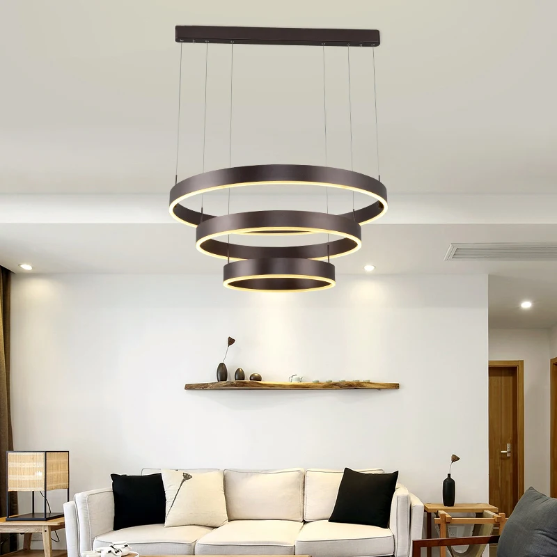 

Brown color Modern Rings LED chandelier lights for livingroom diningroom lampadario moderno Lustre Chandelier Lighting Fixtures