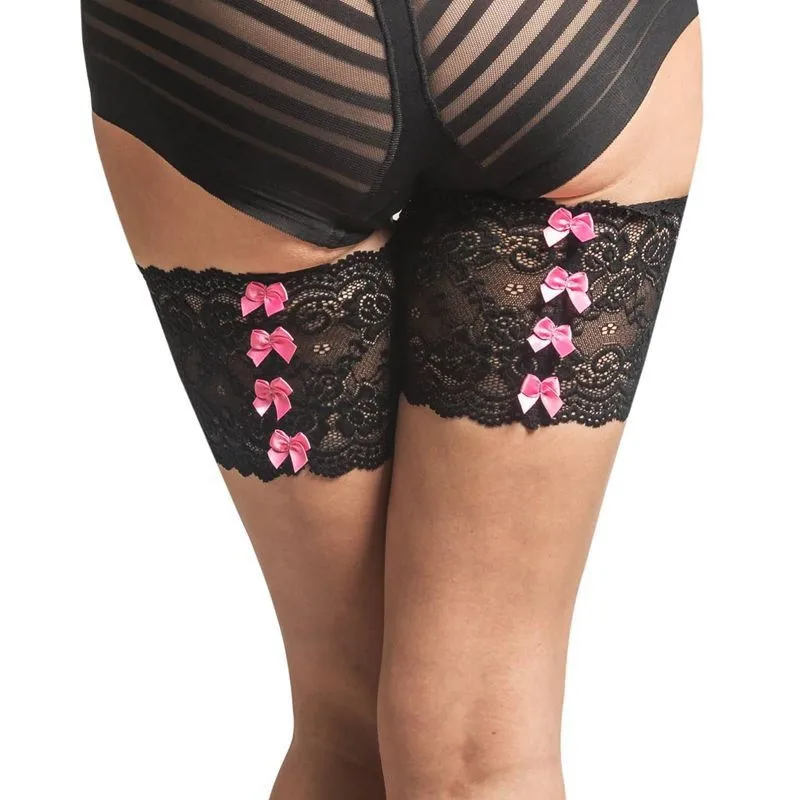 

Lace Flower Leg Warmers Sexy Women Thigh Bands Anti Friction With Two Rows Of None Slip Silicone 2019 Black Anti-slip Socks