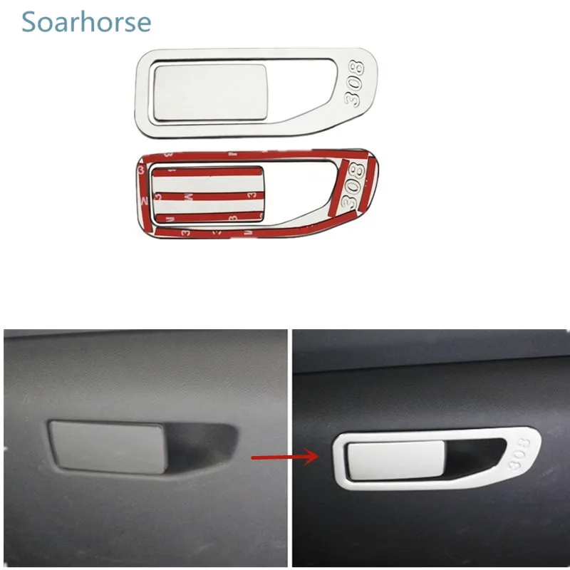 

Soarhorse For Peugeot 308 2016 2017 Instrument Toolbox Glove box storage box handle cover Decorative trim