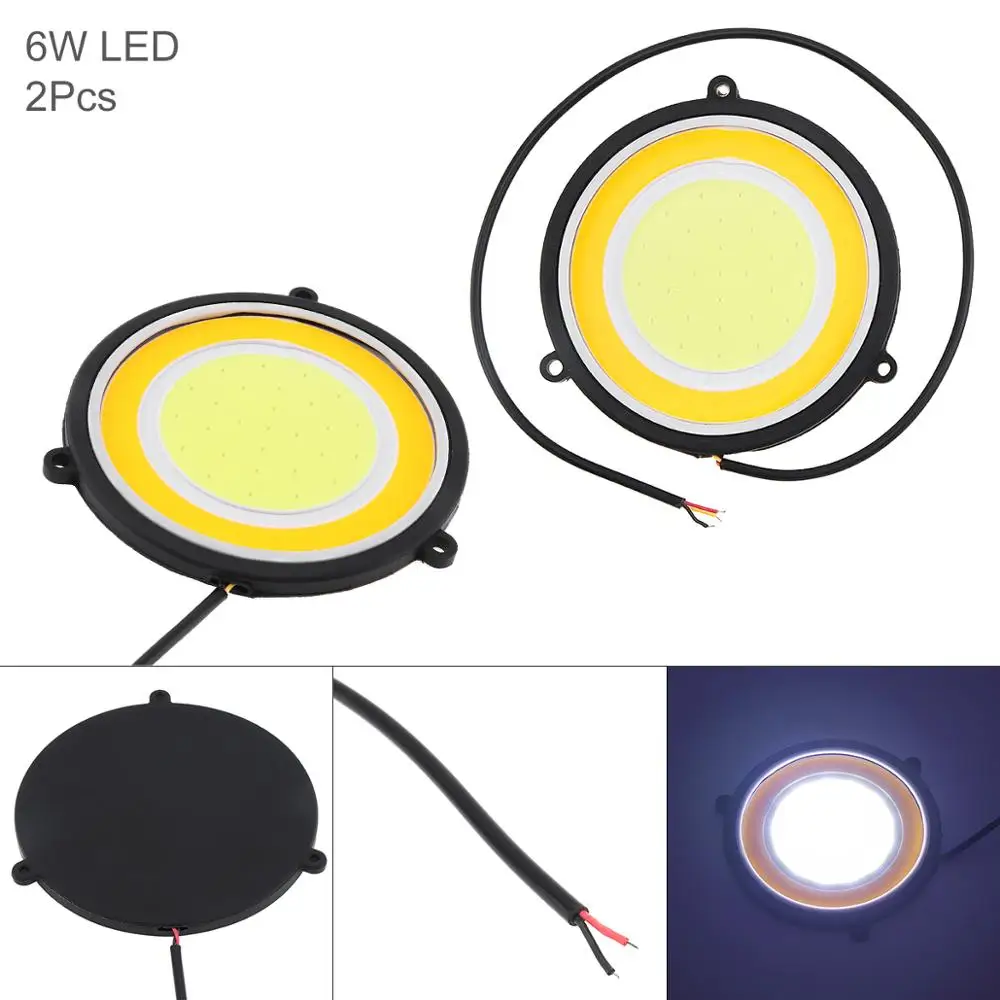 

2pcs LED Daytime Running Light Double Color Round Car Headlight Bulbs Auto Car DRL COB Driving Lamp Fog Lamp for Motor ATV SUV